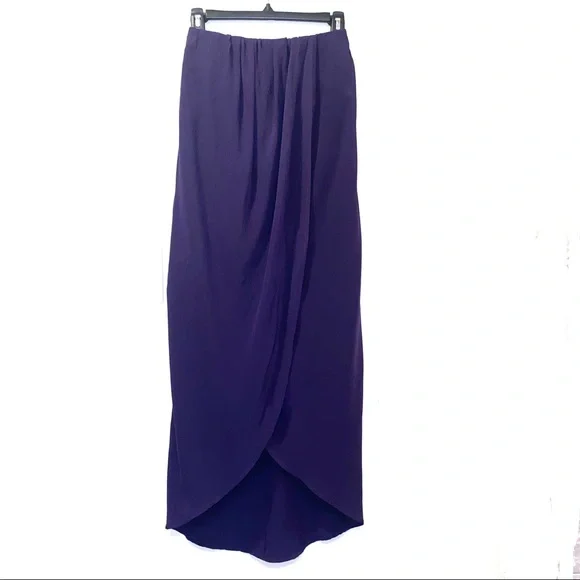Olivaceous 100% silk layered plum maxi skirt - Picture 14 of 16
